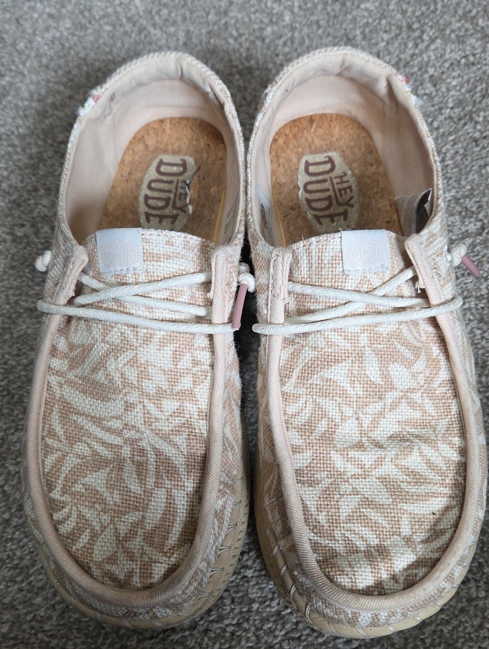 Hey Dude Beige & White Leaf-Print Slip-On Sneakers